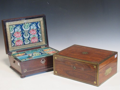 Lot 6 - A rosewood and brass bound rectangular box, 14...