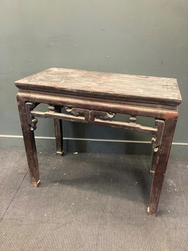 Lot 462 - A Chinese red painted alter table with pierced...