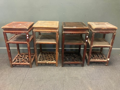 Lot 483 - A collection of Chinese hardwood urn stands of...