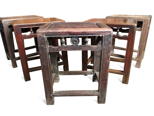 Lot 130 - A group of five Chinese provincial stools/stands, late Qing Dynasty/early Republic