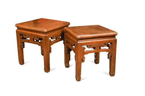 Lot 127 - A pair of Chinese stools/stands, late  Qing Dynasty/early Republic