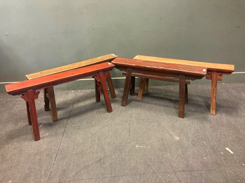 Lot 493 - A set of four similar Chinese hardwood A-frame...