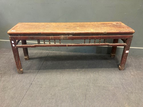 Lot 463 - A Chinese red-painted hardwood bench, 55 x 138...