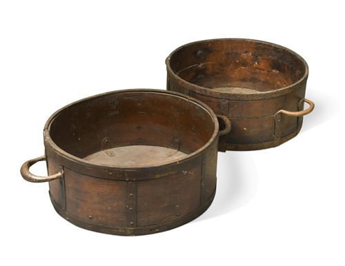 Lot 554 - Two George IV iron bound oak measures