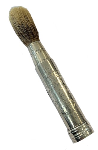 Lot 274 - A Victorian silver travelling shaving brush and case