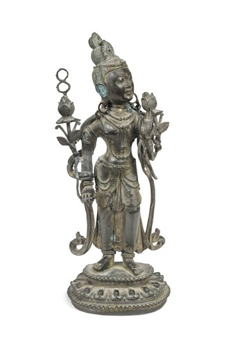 Lot 82 - A Chinese bronze standing figure of the white Tara, 19th century or later