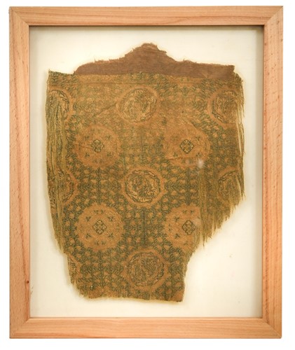 Lot 85 - An early Chinese embroidered silk fragment, possibly Tang Dynasty (AD 618-907)