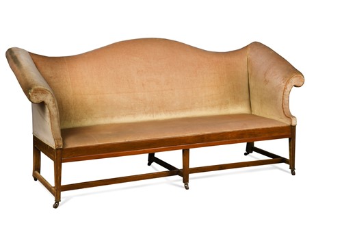 Lot 667 - An Edwardian mahogany camel back sofa