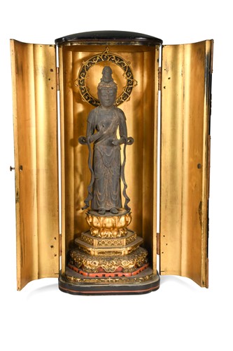 Lot 140 - A Japanese black lacquered Kannon shrine, 18th/19th century