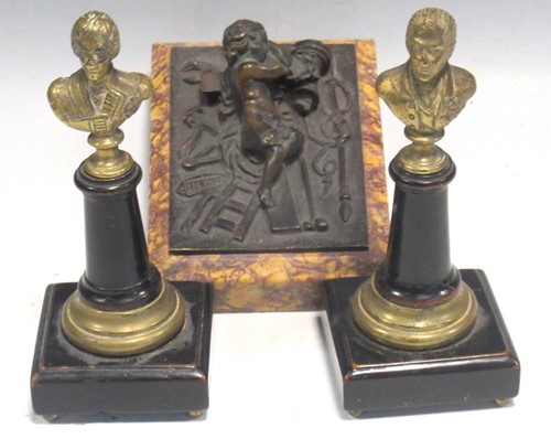 Lot 49 - A pair of miniature bronze busts of Nelson and...