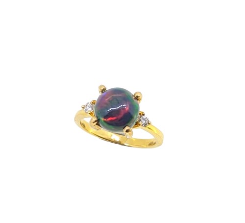 Lot 80 - A black opal and diamond dress ring