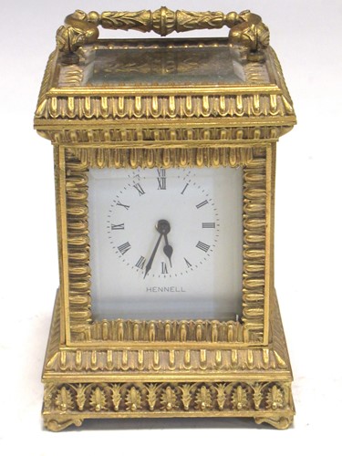 Lot 53 - A small gilt brass carriage clock 'Hennell',...