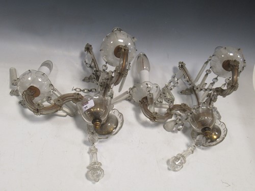 Lot 95 - A 20th century glass chandelier and a pair of...