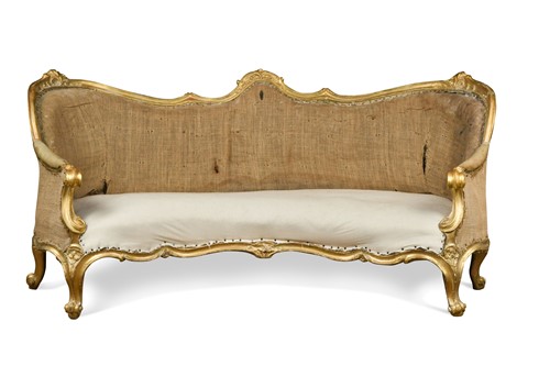 Lot 732 - A French giltwood canape 19th century