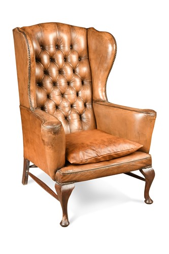 Lot 816 - A leather wingback armchair, early 20th century