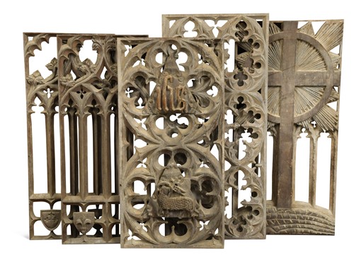 Lot 543 - Five Gothic style carved panels