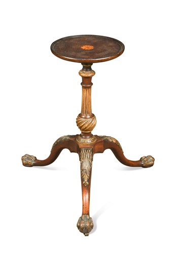 Lot 481 - A mahogany and parcel gilt kettle stand, 18th century and later