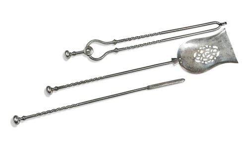 Lot 862 - A set of steel fire irons, 19th century