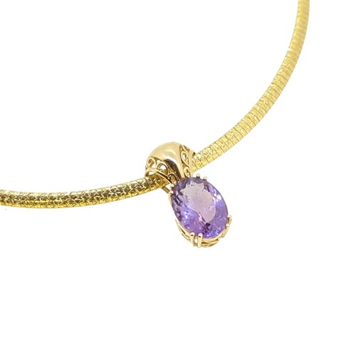 Lot 89 - An amethyst pendant and chain