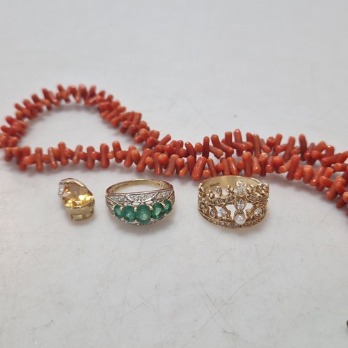 Lot 185 - A coral necklace, together with a hallmarked...