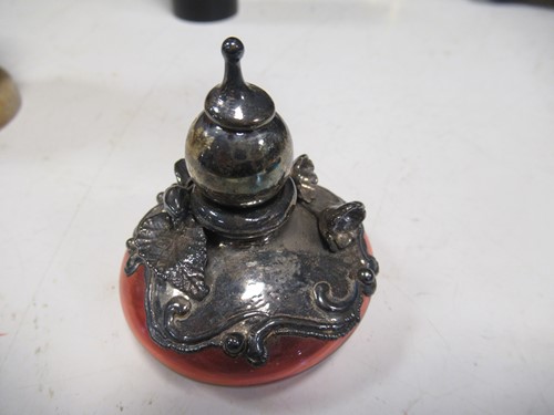 Lot 77 - A French metronome, pewter quart jug, brass...