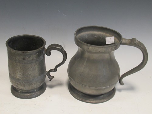 Lot 77 - A French metronome, pewter quart jug, brass...