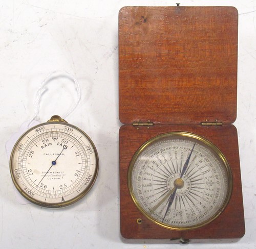 Lot 50 - A lacquered brass pocket barometer by...