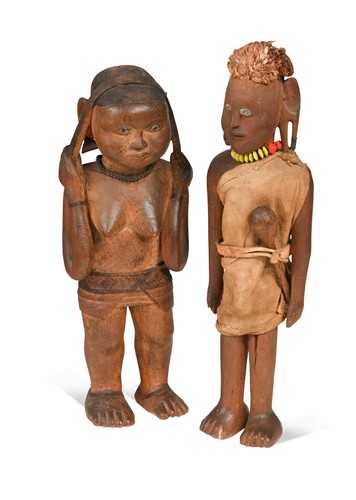 Lot 633 - Two carved tribal figures, possibly Tanganyika