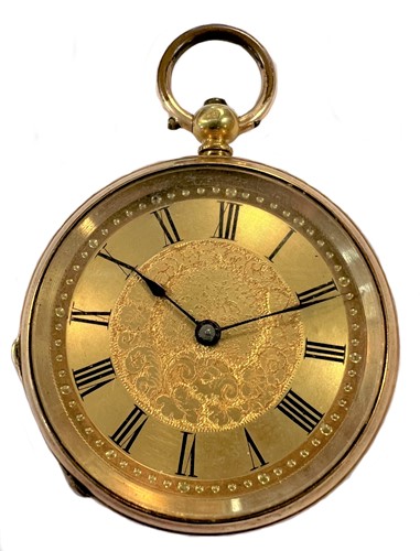 Lot 179 - Unsigned - A mid 19th century Swiss 18ct gold open faced pocket watch