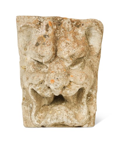 Lot 540 - A Medieval keystone of a lion mask