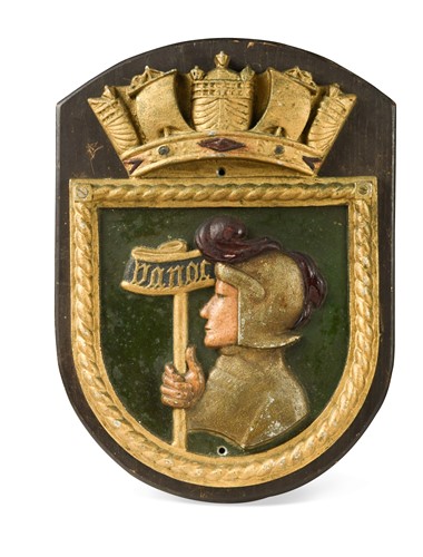 Lot 555 - A Royal Navy cast bronze ship screen badge, 20th century