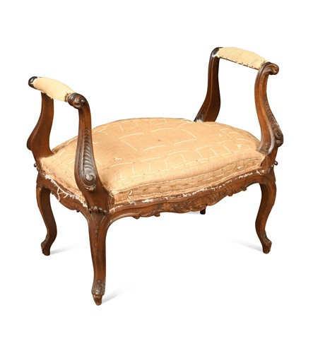 Lot 762 - A French carved walnut stool,  late 19th century