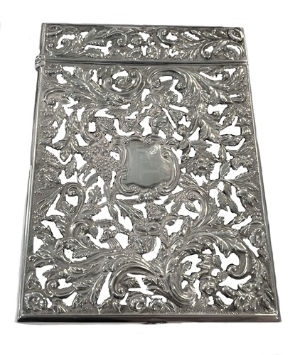 Lot 265 - A Victorian silver pierced card case, mark of Nathaniel Mills