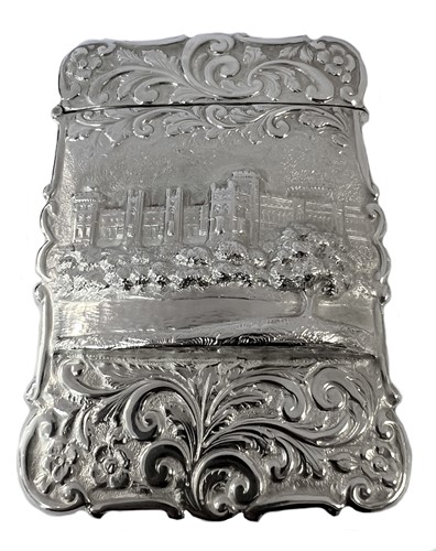 Lot 263 - A silver 'Castle Top' card case in the manner of Nathaniel Mills