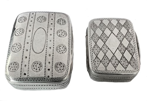 Lot 253 - Two George III silver miniature vinaigrettes, mark of Matthew Linwood