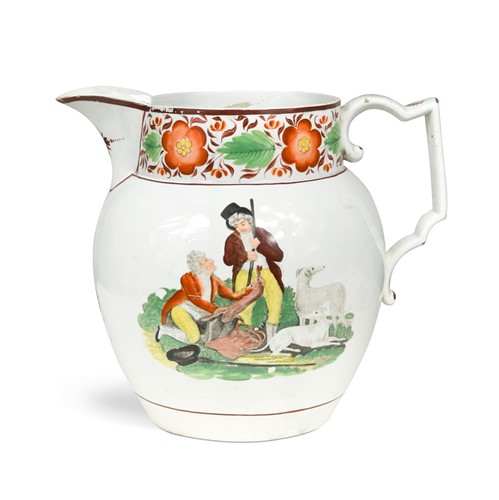 Lot 582 - A commemorative pearlware jug, circa 1820