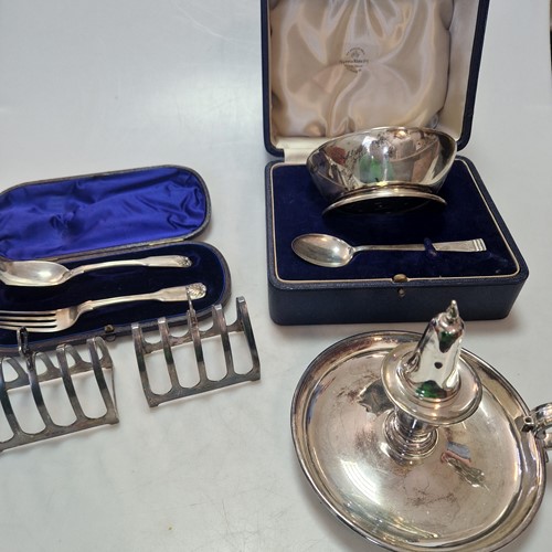 Lot 227 - A cased silver christening bowl and spoon, a...