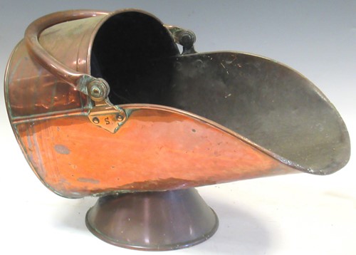 Lot 53 - An early 20th century hammered copper coal...