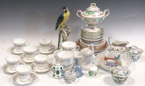 Lot 82 - A Capodimonte parrot, a blanc du chine stork,...