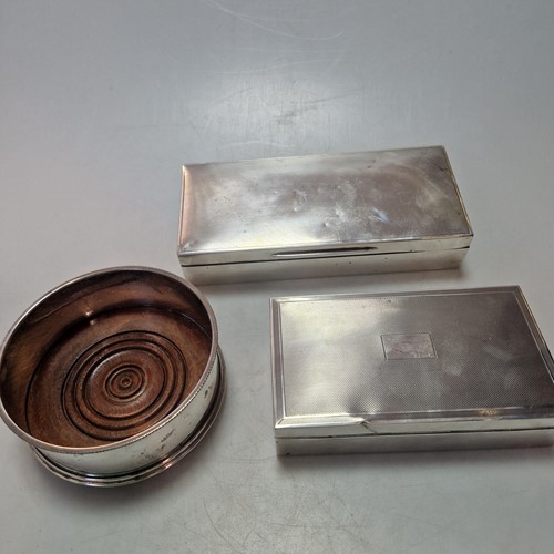 Lot 219 - Two silver table cigarette boxes together with...