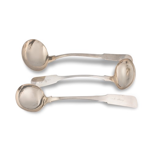 Lot 322 - A trio of 19th century American metalwares soup ladles