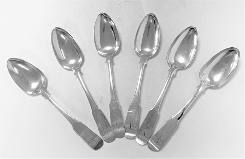 Lot 320 - A set of six early 19th century American metalwares table spoons