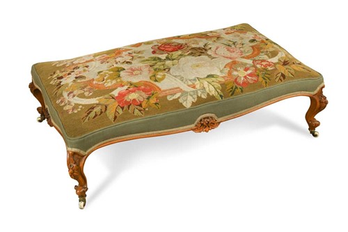 Lot 806 - A Victorian walnut framed stool