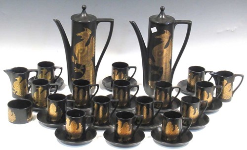 Lot 86 - Portmeirion 'Phoenix' pattern coffee sets with...