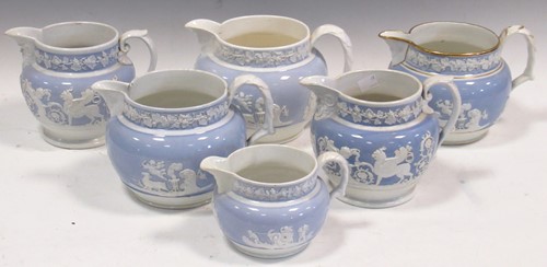 Lot 85 - Six 19th century ceramic jugs in similar style,...