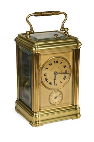 Lot 726 - A French grande sonnerie gorge cased repeating carriage clock with alarm, 19th century