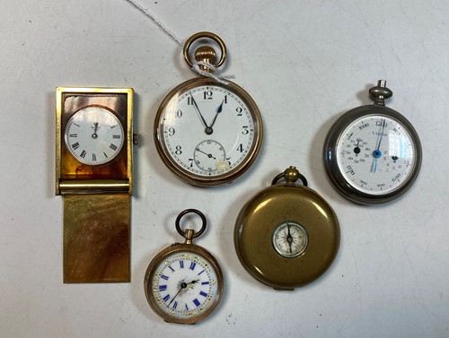 Lot 178 - An open faced pocket watch stamped 14K, a gold...