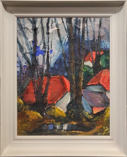 Lot 325 - Buildings in a woodland landscape