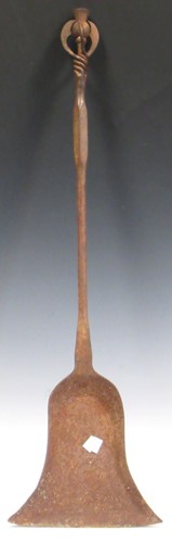 Lot 141 - A metal shovel with thistle knopped handle...