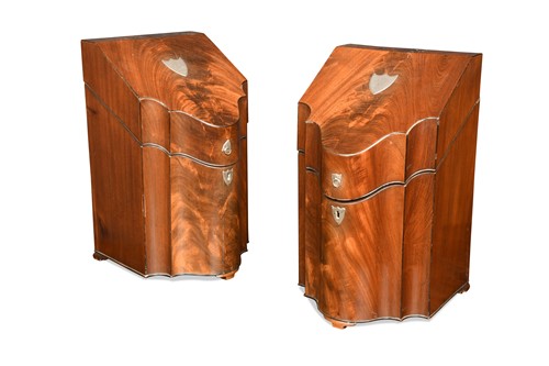 Lot 616 - A pair of George III mahogany knife boxes